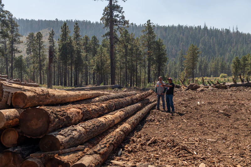Log pile from a forest health treatment.