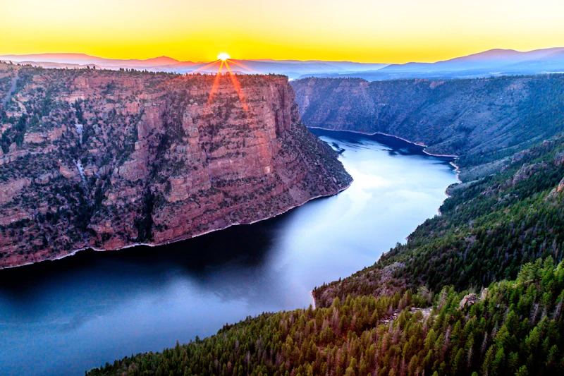 water reservoir at sunset