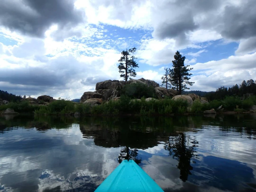view from a kayak in a lake