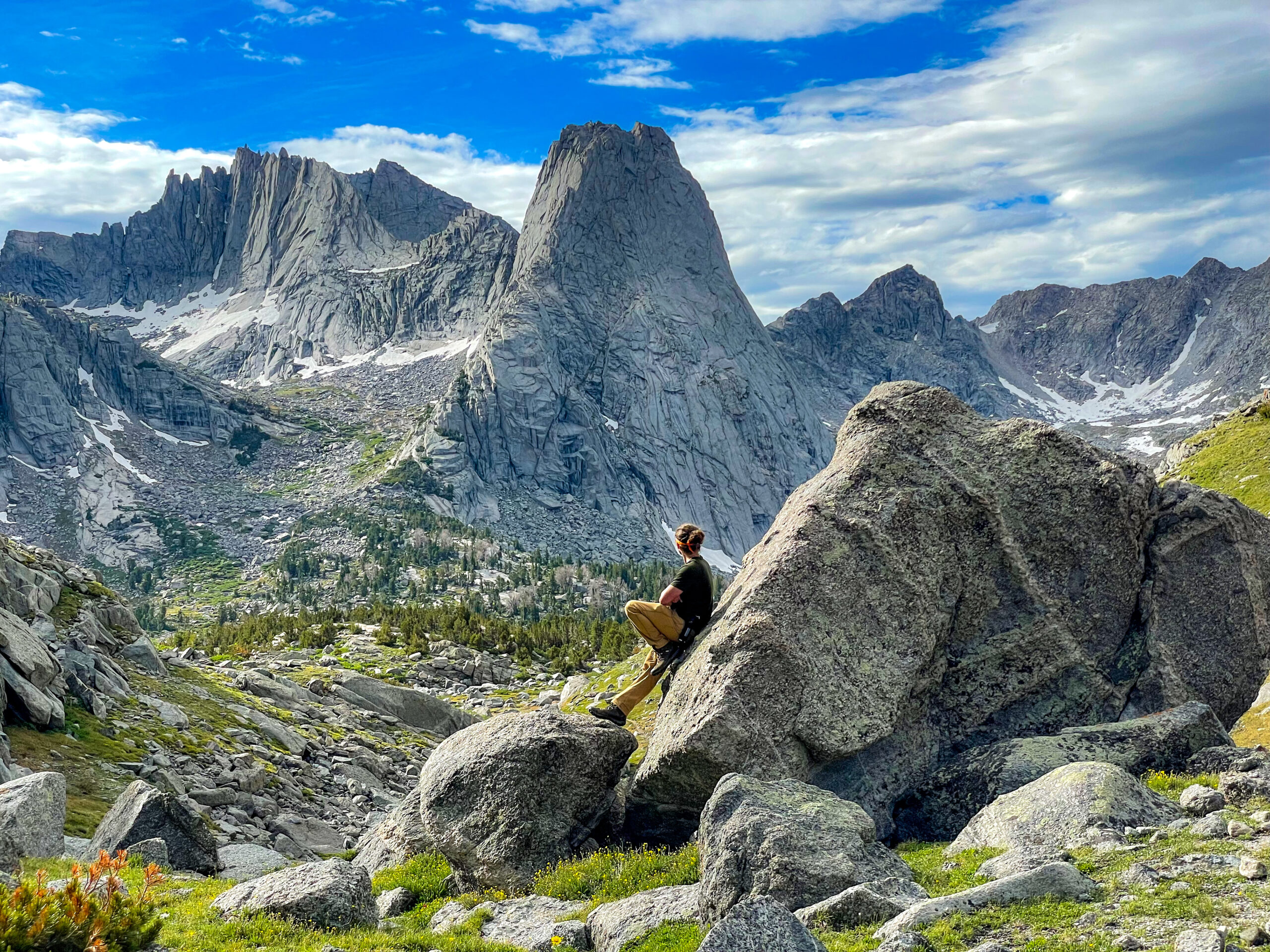 Hiker admiring the view of the Cirque.