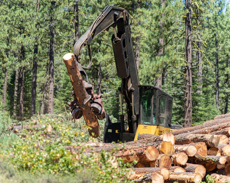Log from a forest health treatment site being processed.