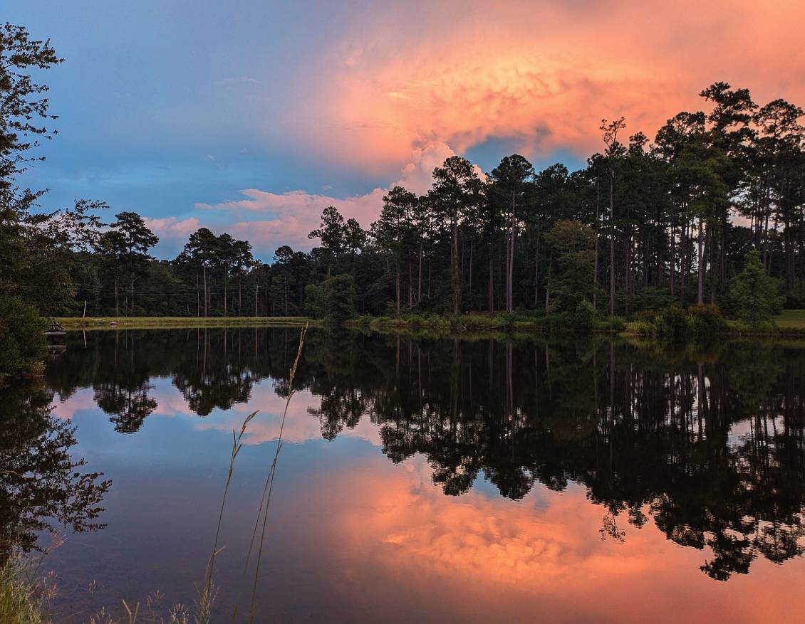 Sunset over a lake.