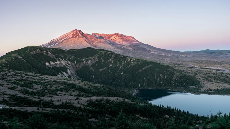 Morning sun rises across Mt. St. Helens.