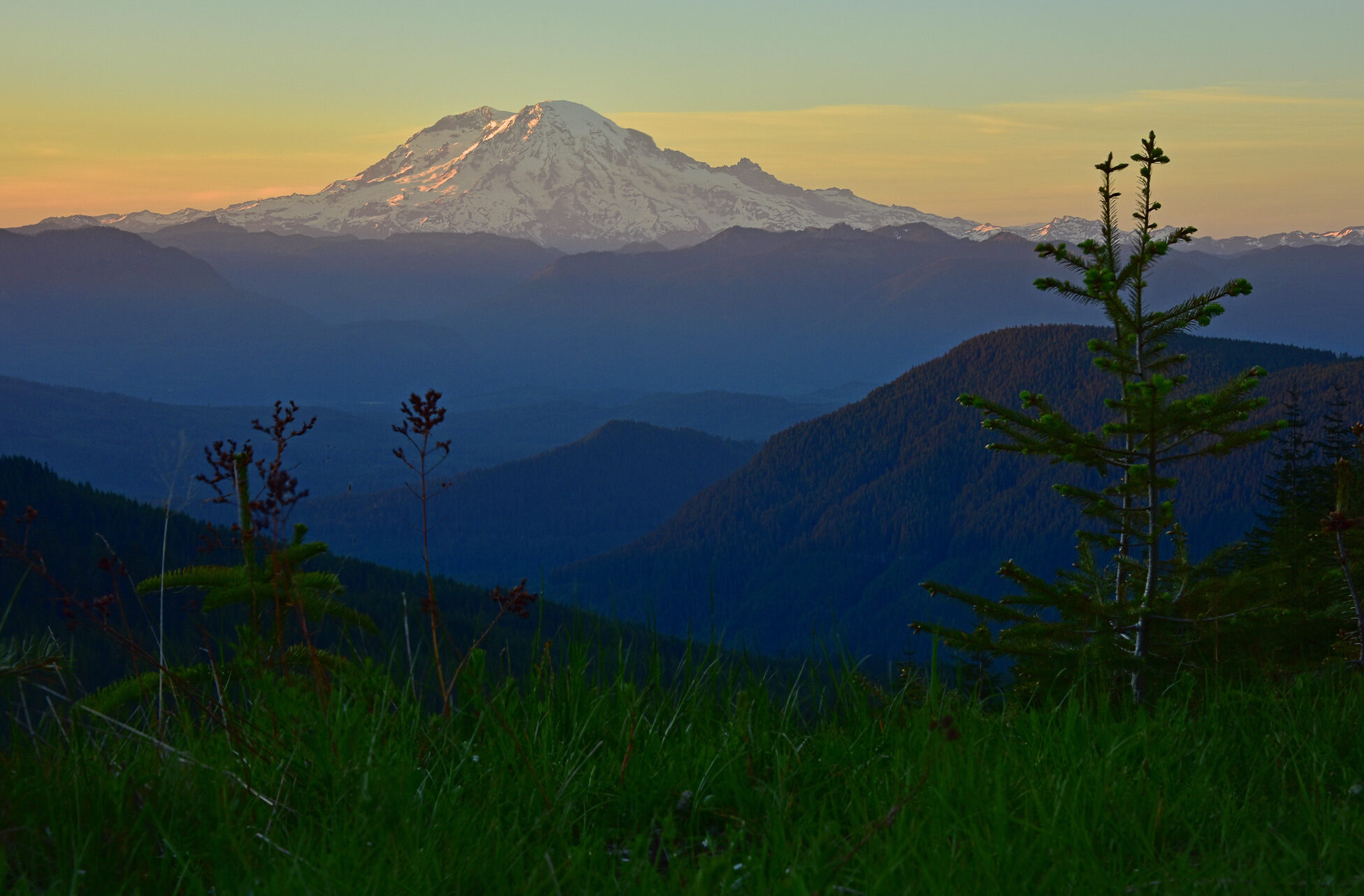 Sunset over Mount Rainier.