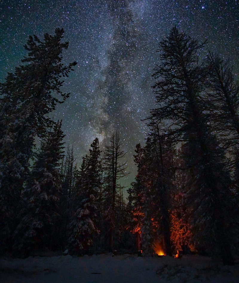Camping under the night sky.