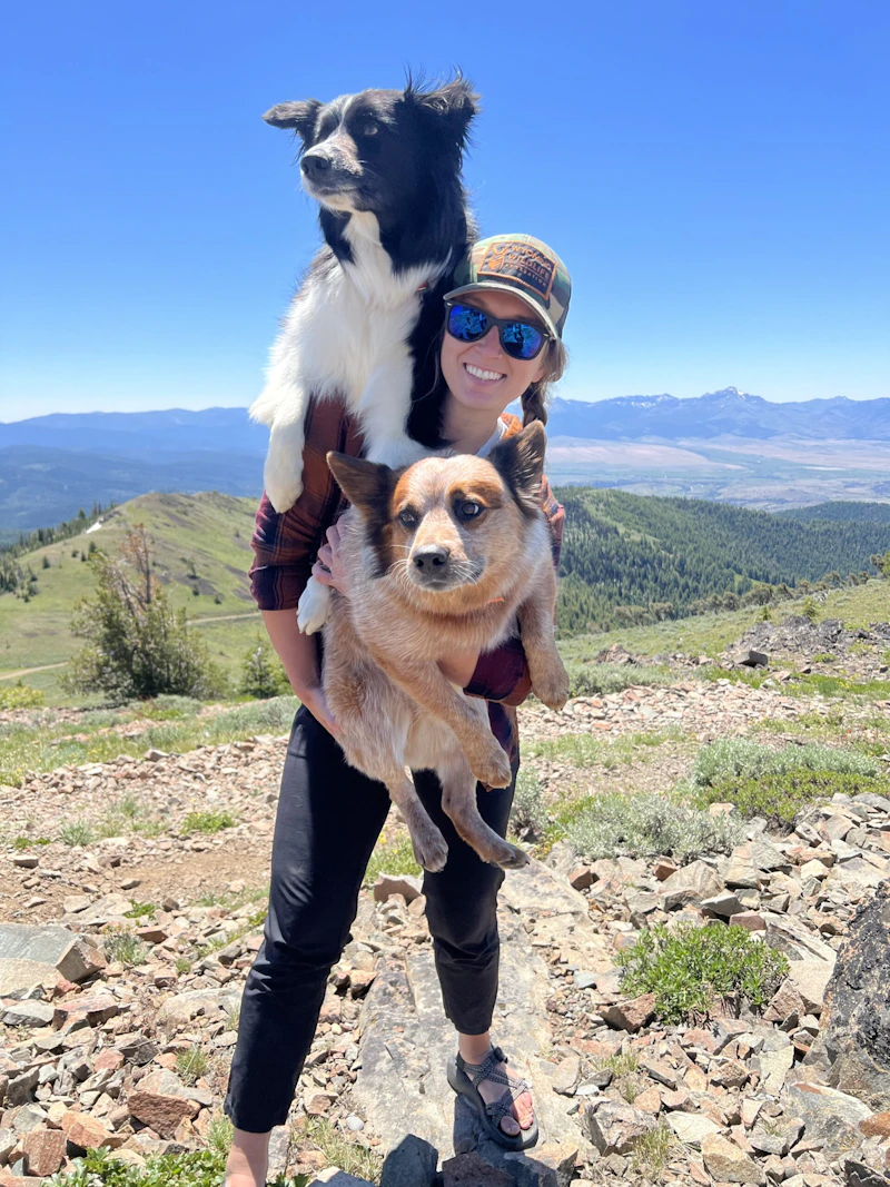 Woman with two dogs.