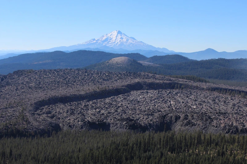 Snow cover peak in the distance.