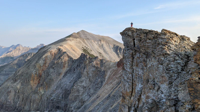 Hiker on a rocky peak.