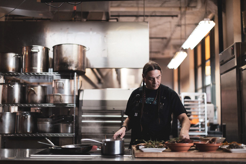Sean Sherman Cooking Credit Bill Phelps