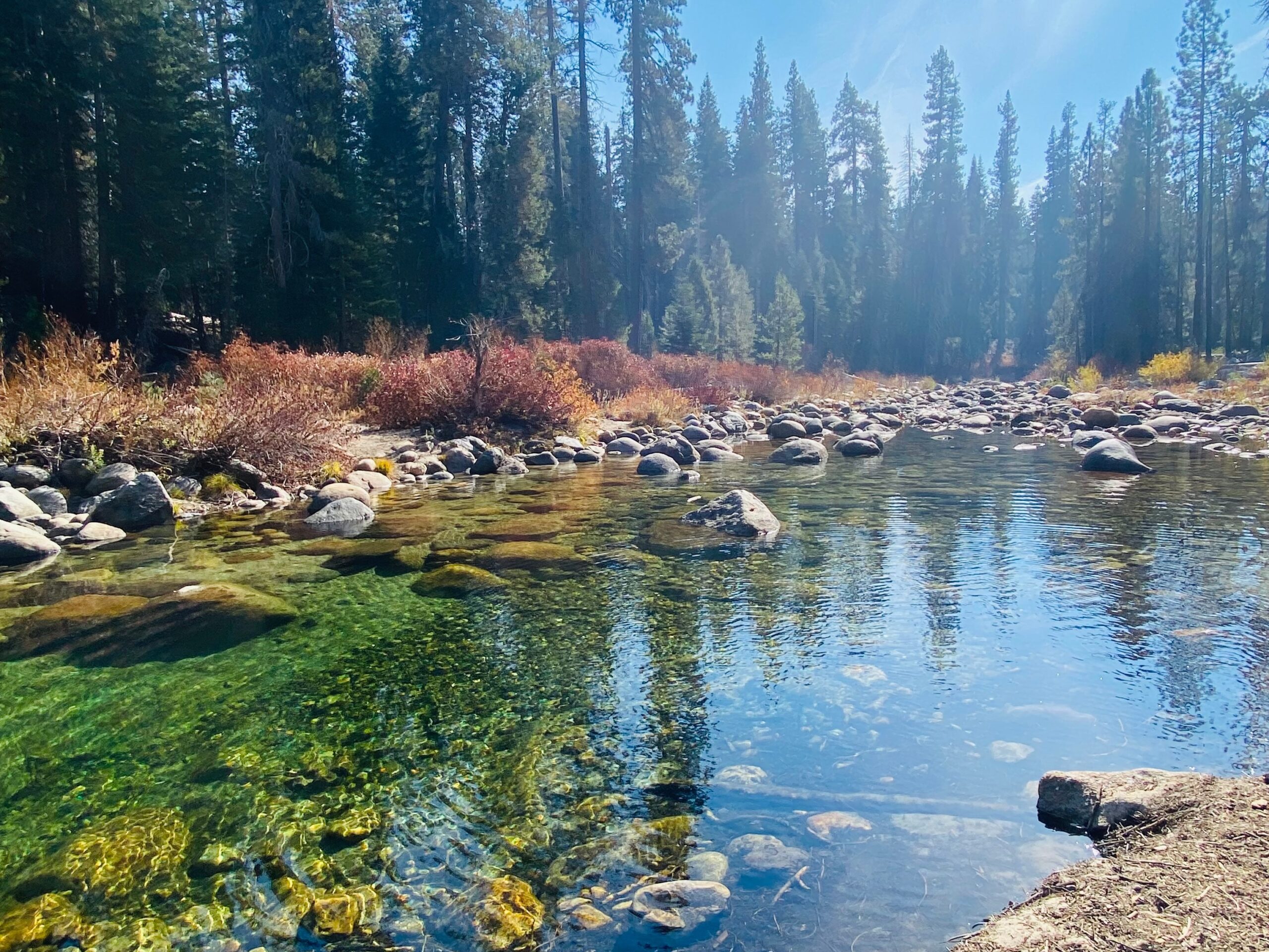 a wide clear creek in the fall