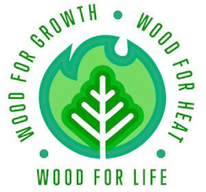 Wood For Life logo: Wood for Growth, Wood for Heat, Wood for Life.