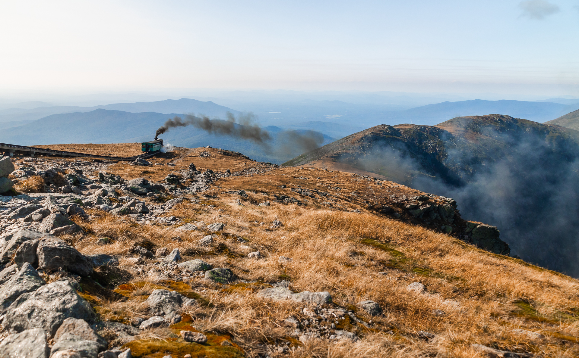 Photo showing The Cog Railway climbing Mount Washington in White Mountain National Forest