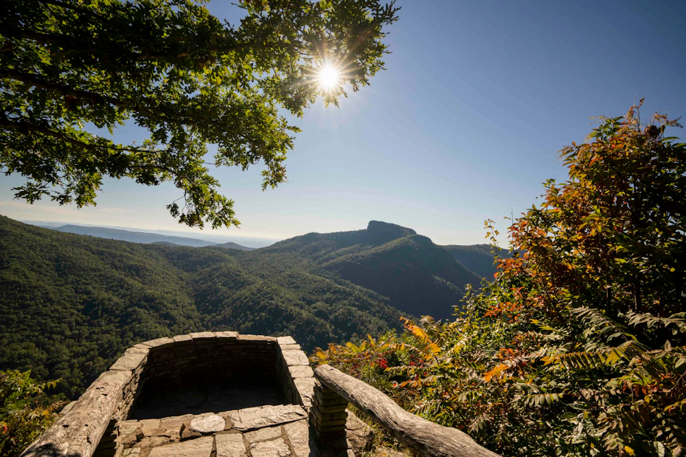 overlook over forested mountains
