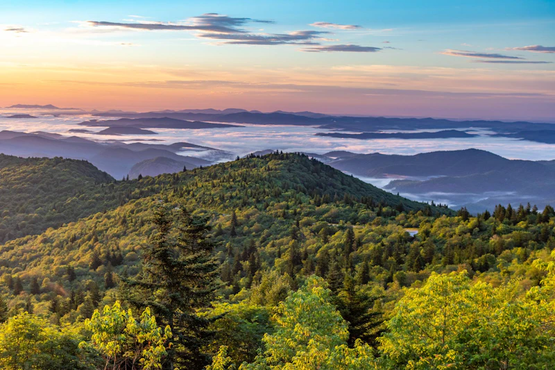 Sunset over the Appalachian Mountains.