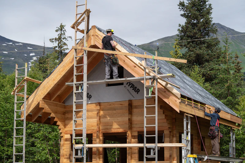 Cabin under construction.