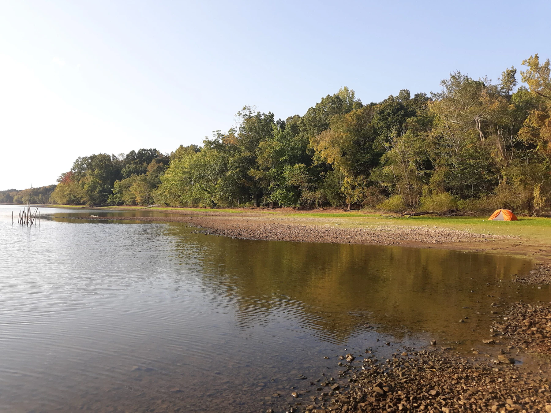 Camping on the shoreline.