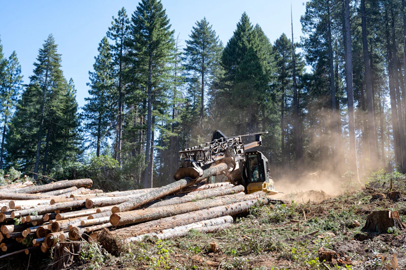 Heavy equipment processing logs from the project.