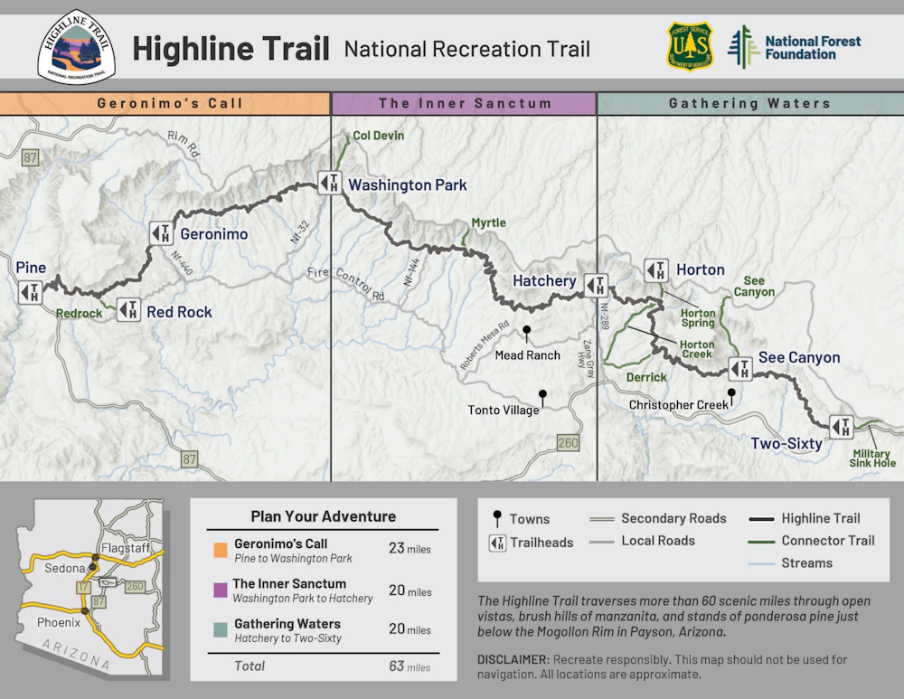 Map of the Highline Trail.