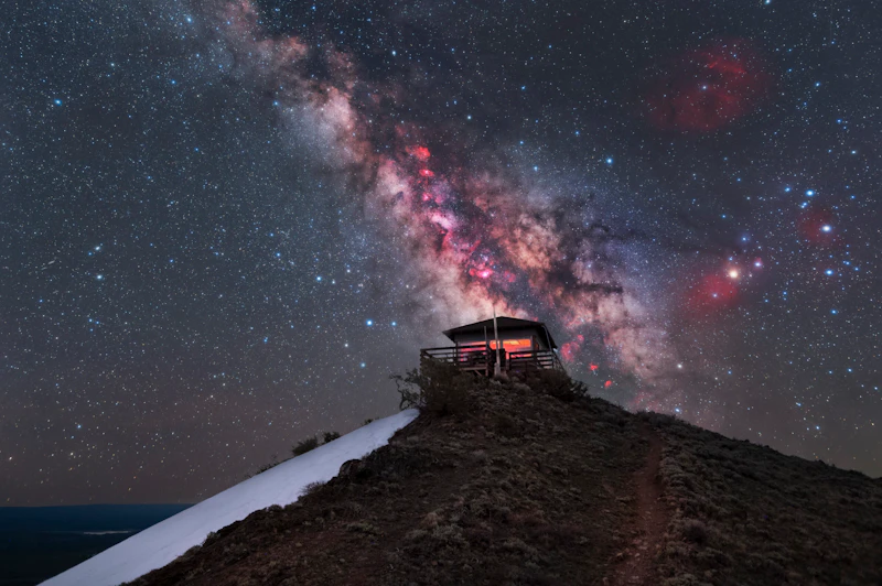 Vivid Milkyway rising atop Hager Mountain Lookout